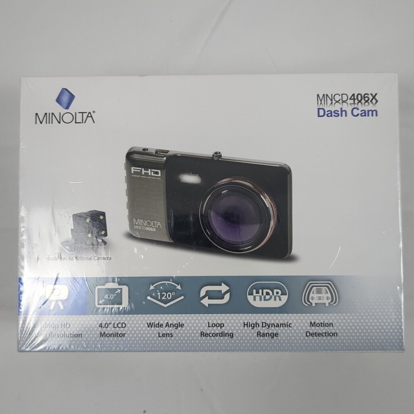 Minolta MNCD406X Black Dash Cam 12MP HDR Full HD 4″ LCD Wide Angle Loop Record