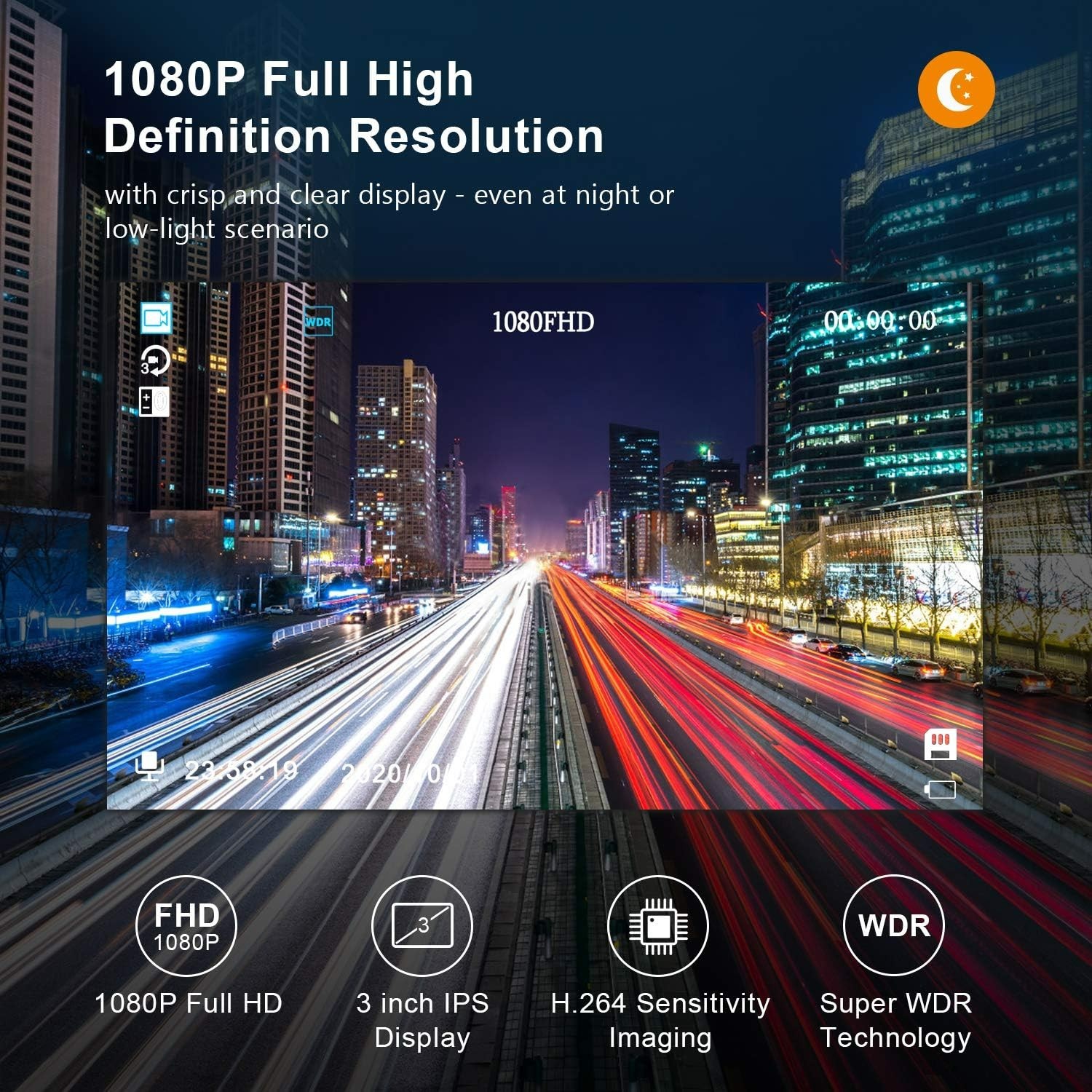 Dash Cam Front with 32G SD Card, 1080P FHD Car Driving Recorder 3” IPS Scree…