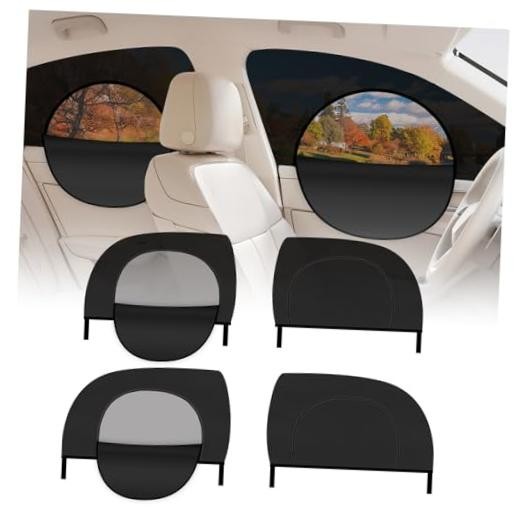 4PCS Upgraded Car Window Shades with Zipper—Mesh Breathable Covers