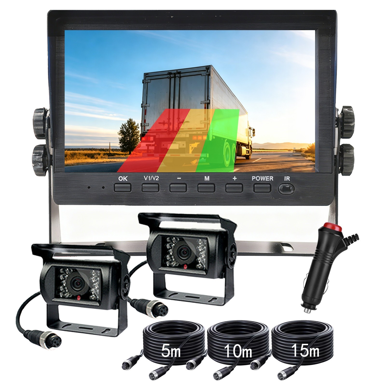 7″ Monitor DVR 1080p Dual Cameras Truck/RV/Trailer Backup Assistance System