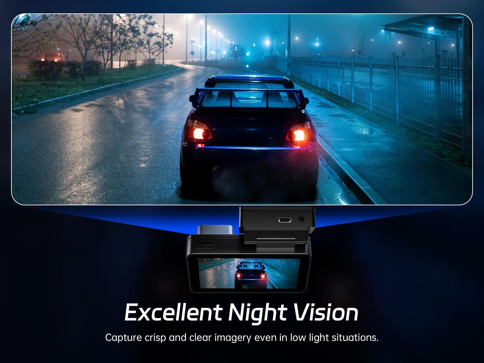 Camara Dual Para Auto Frontal Y Trasera Con Control De Voz De Lujo Pro