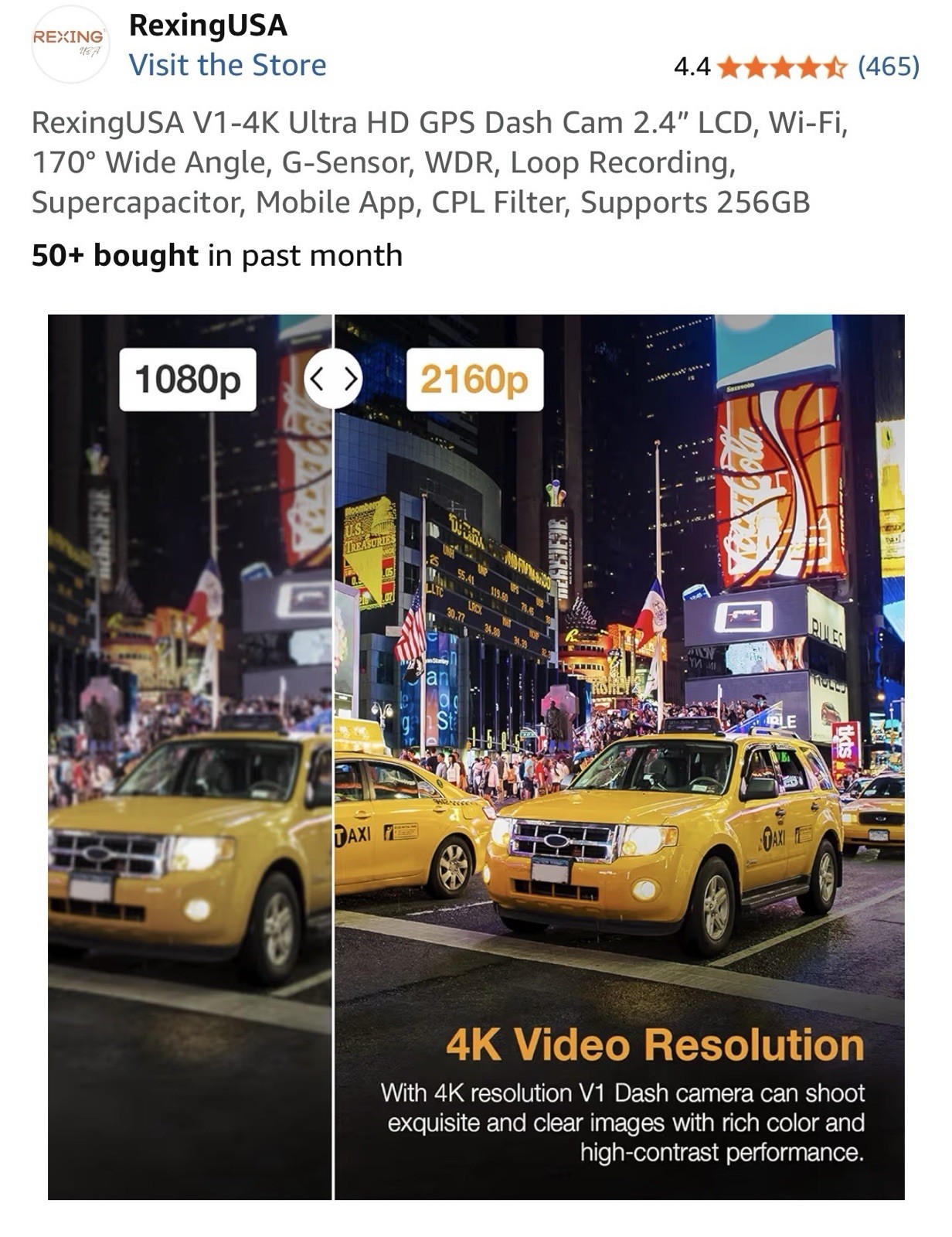 Rexing V1 FHD 1080p Wi-Fi Wide Angle Car Dash Camera