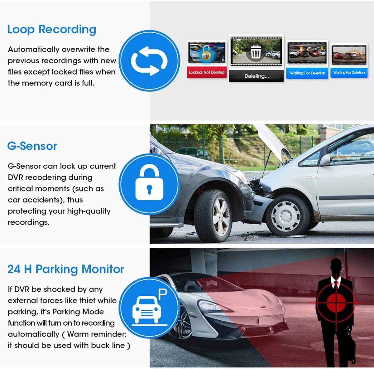 10 Inch Mirror Dash Cam 1080P FHD Full Touch Screen Front Rear Backup Camera Kit
