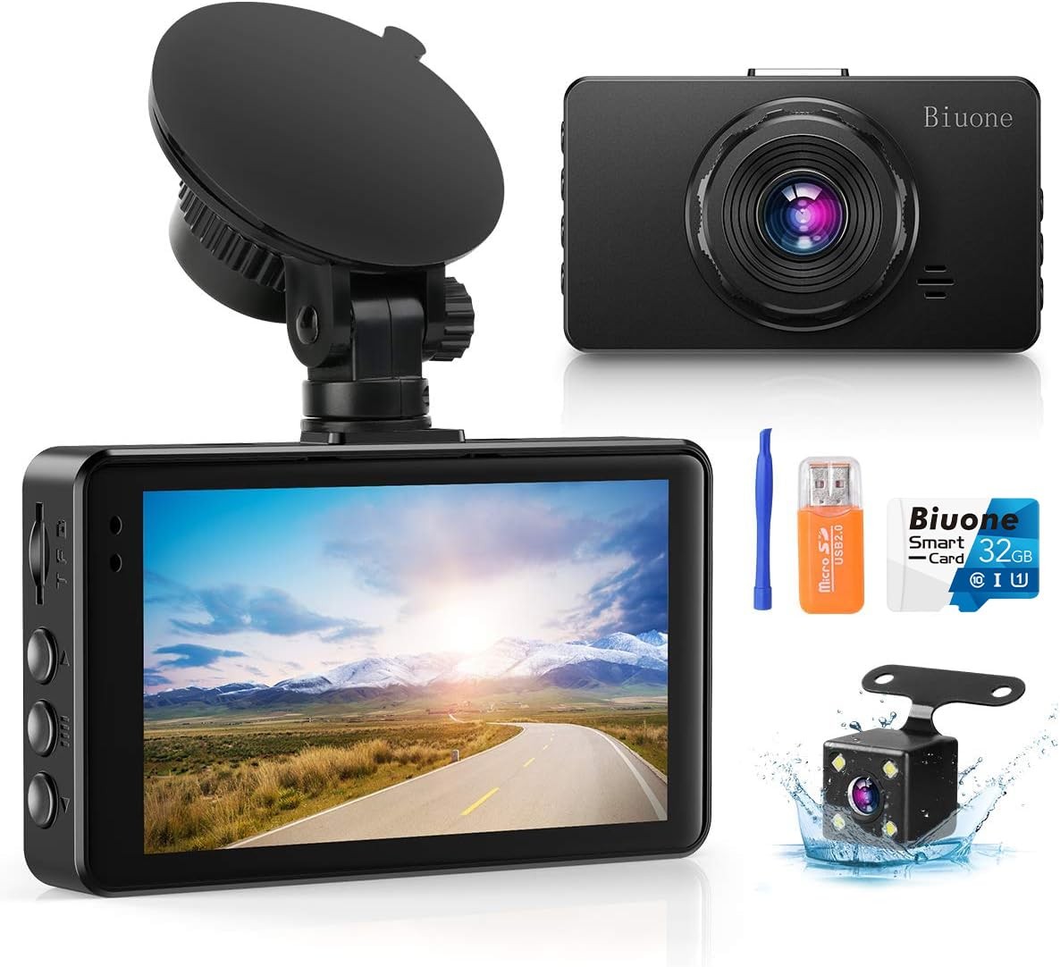 Dash Cam Front and Rear Dash Camera for Cars 32G Card 1080P Super Night Vision