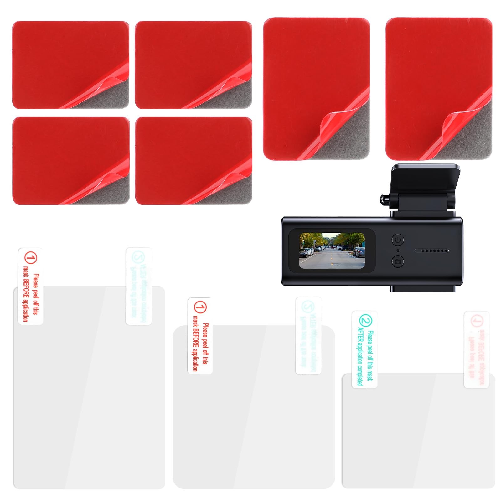 3 Pcs Electrostatic Sticker Mounting Dash Cam 6 Double-Sided Stickers Windshield