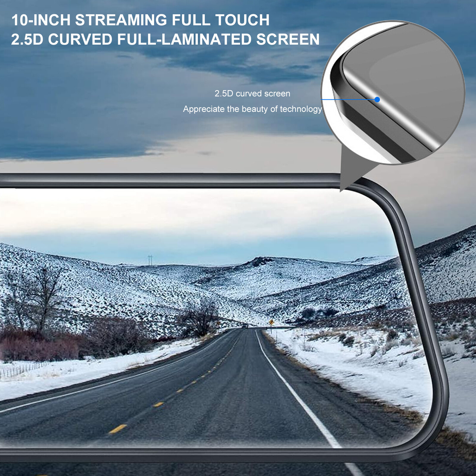 4K 10″ Dual Dash Cam Car Rear Mirror View Backup Dual Camera Night Vision IPS