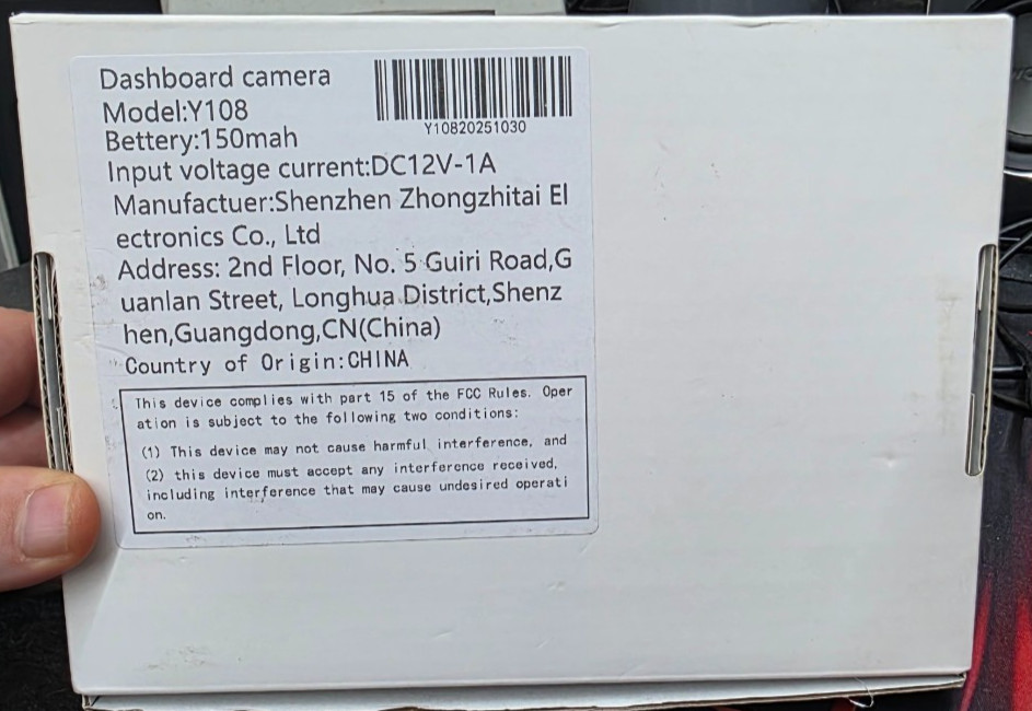 AXH Y108 Hidden Dash Cam HD 1080P Driving Recorder Wide Angle Loop Recording