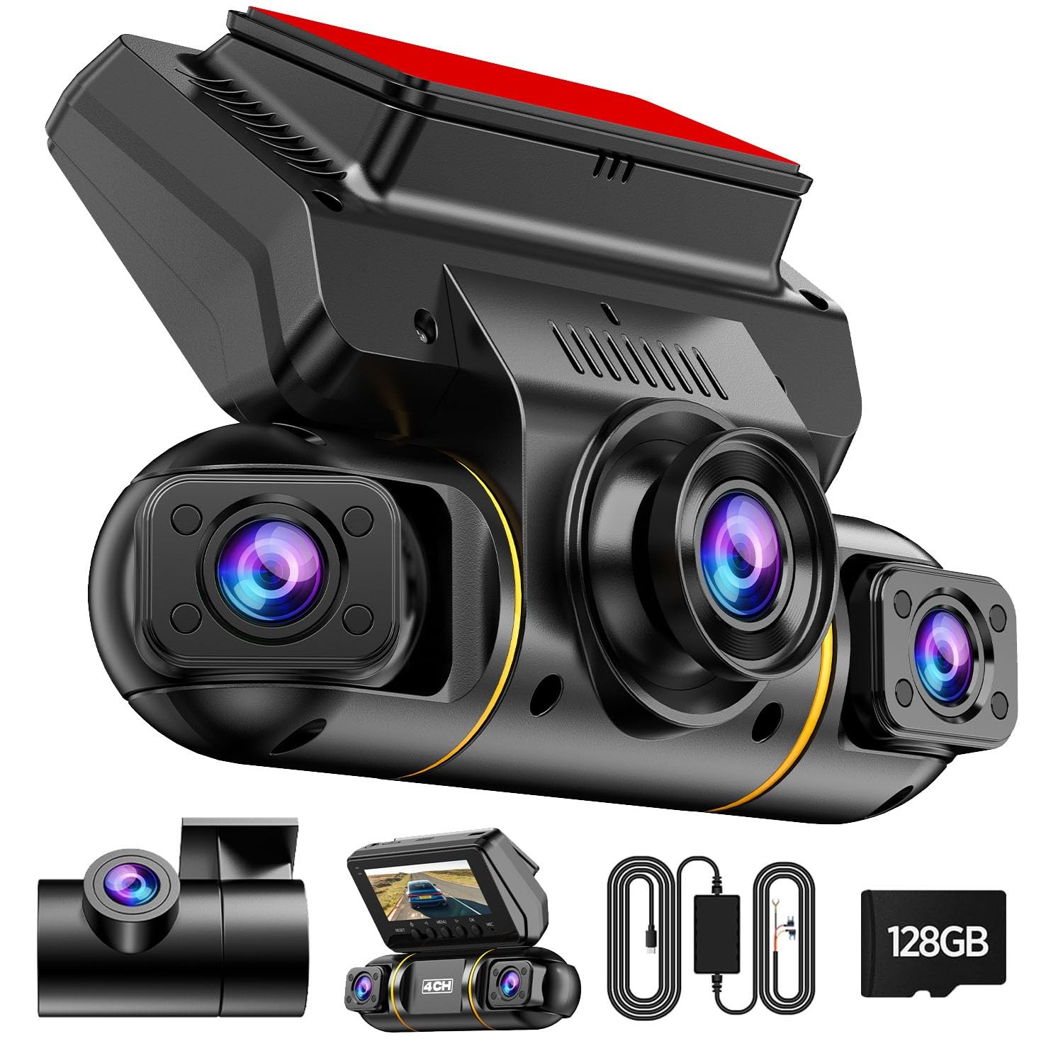 4 Channel Dash Cam 360 View Front and Rear Inside Left Right