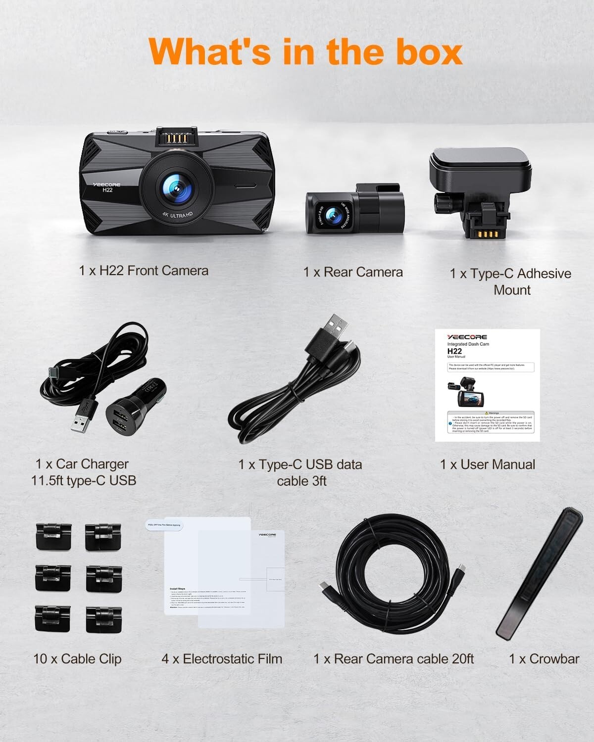 Advanced 4K Dual Dash Camera – Continuous Loop Recording & Night Vision Ready