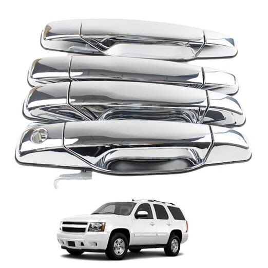 Exterior Chrome Door Handle Front Rear Driver&Passenger Compatible with 2007