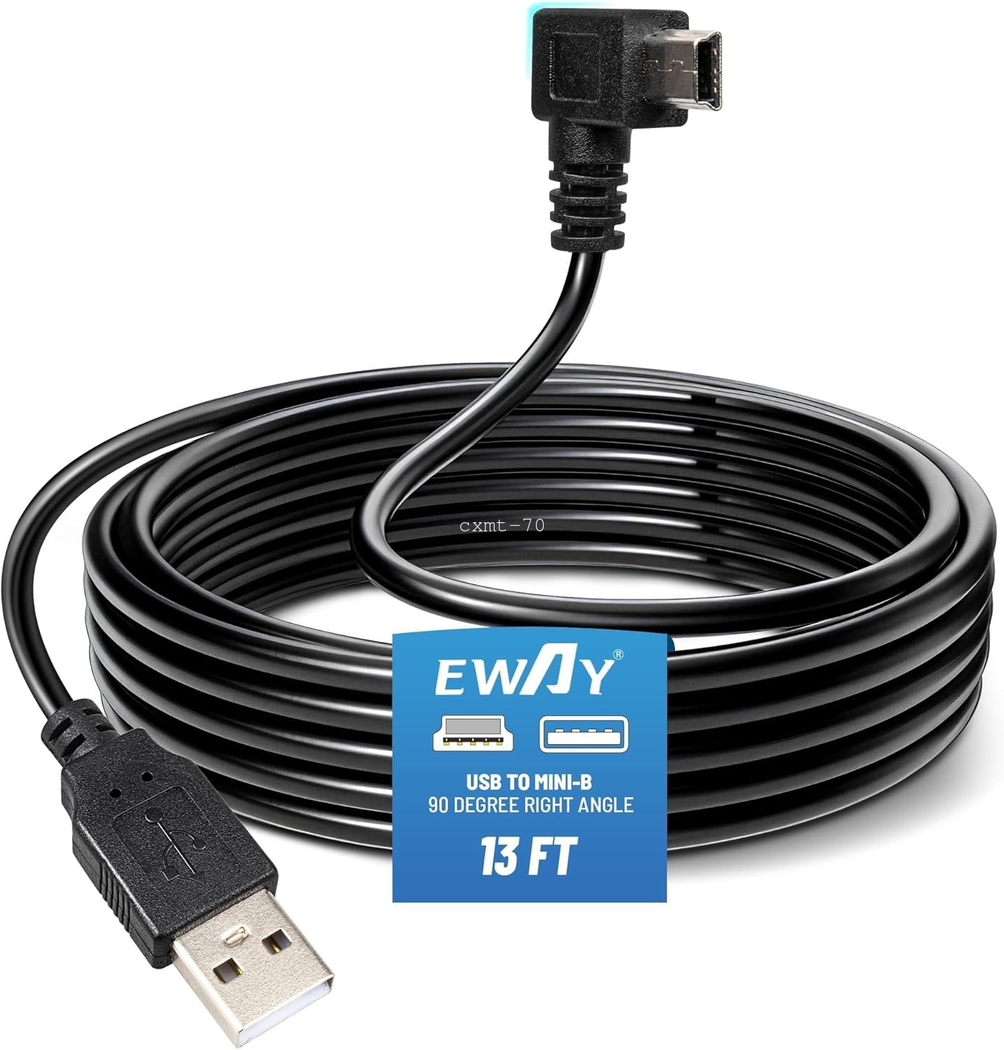 Car Dashcam Mini USB Charging Cable 13FT Right Angle for Rexing V1 V1P Pro V5 V3