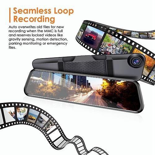4K Car DVR 12in Dash Cam Camcorder with 170° Angle Lop Voice Control APP Control