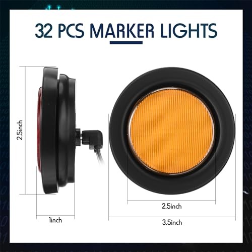 Pcs 2.5″ Round Clearance Lights 13 LED Front Rear Side Marker Waterproof 32
