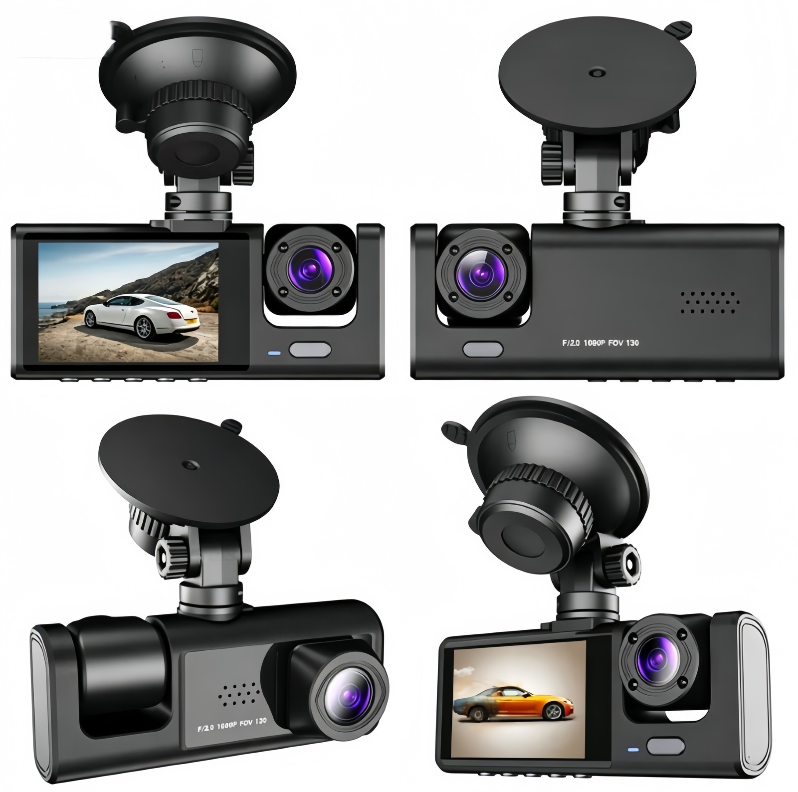 Dash Cam Car HD 1080P Front/Rear/Inside Dual Lens Video Recorder Camera G-Sensor