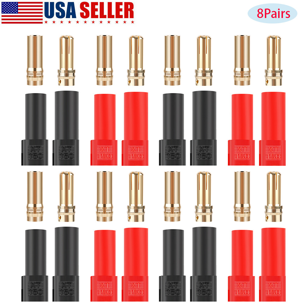 8 Pairs XT150 Connector Adapter Set Female Male Plug 6mm Gold Banana Bullet Plug