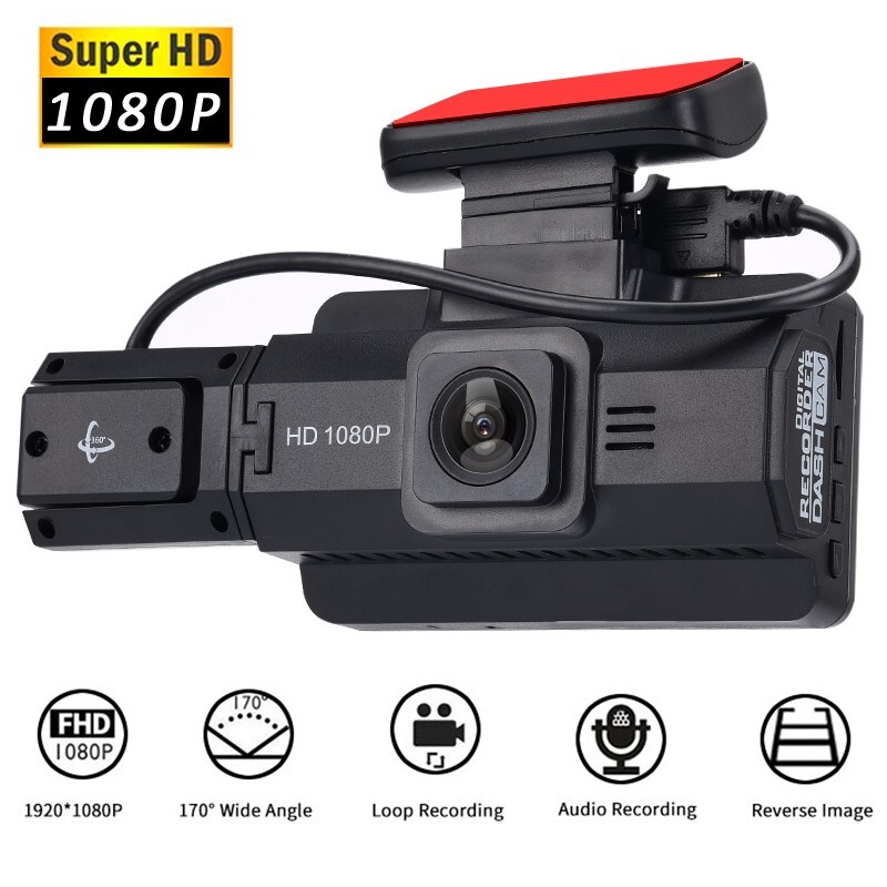Car DVR Dash Cam Driving Video Recorder Front Inside Camera HD 1080P Dual Lens