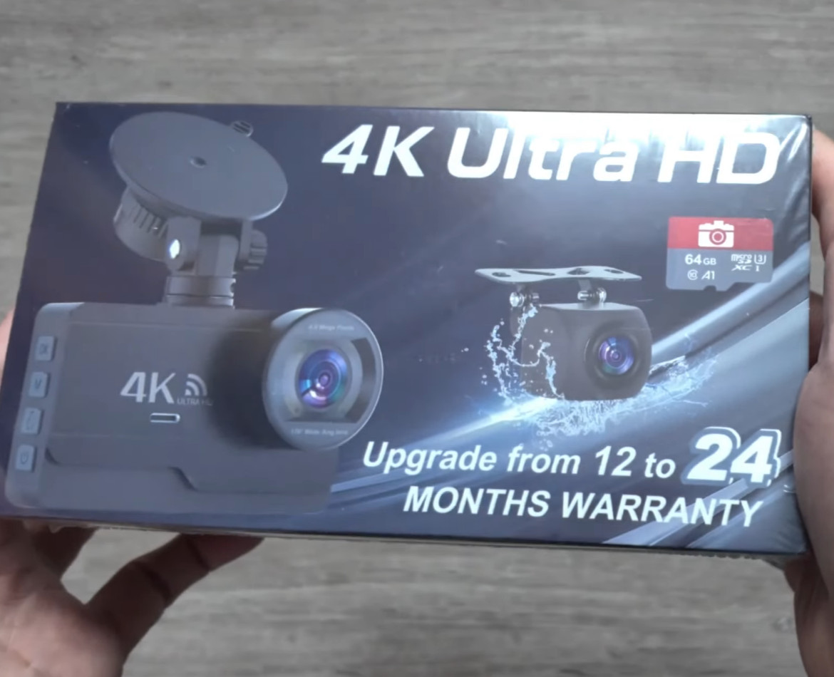 4K Dash Cam Front and Rear 1080P Dual Car Camera WiFi GPS Night Vision 64GB Card