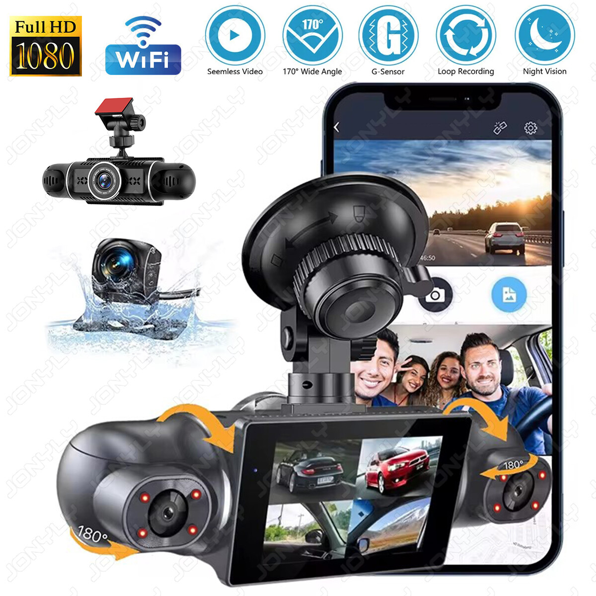 4 Channel WiFi Dash Cam 1080P Driving Recorder Car Front+Rear Camera G-Sensor US