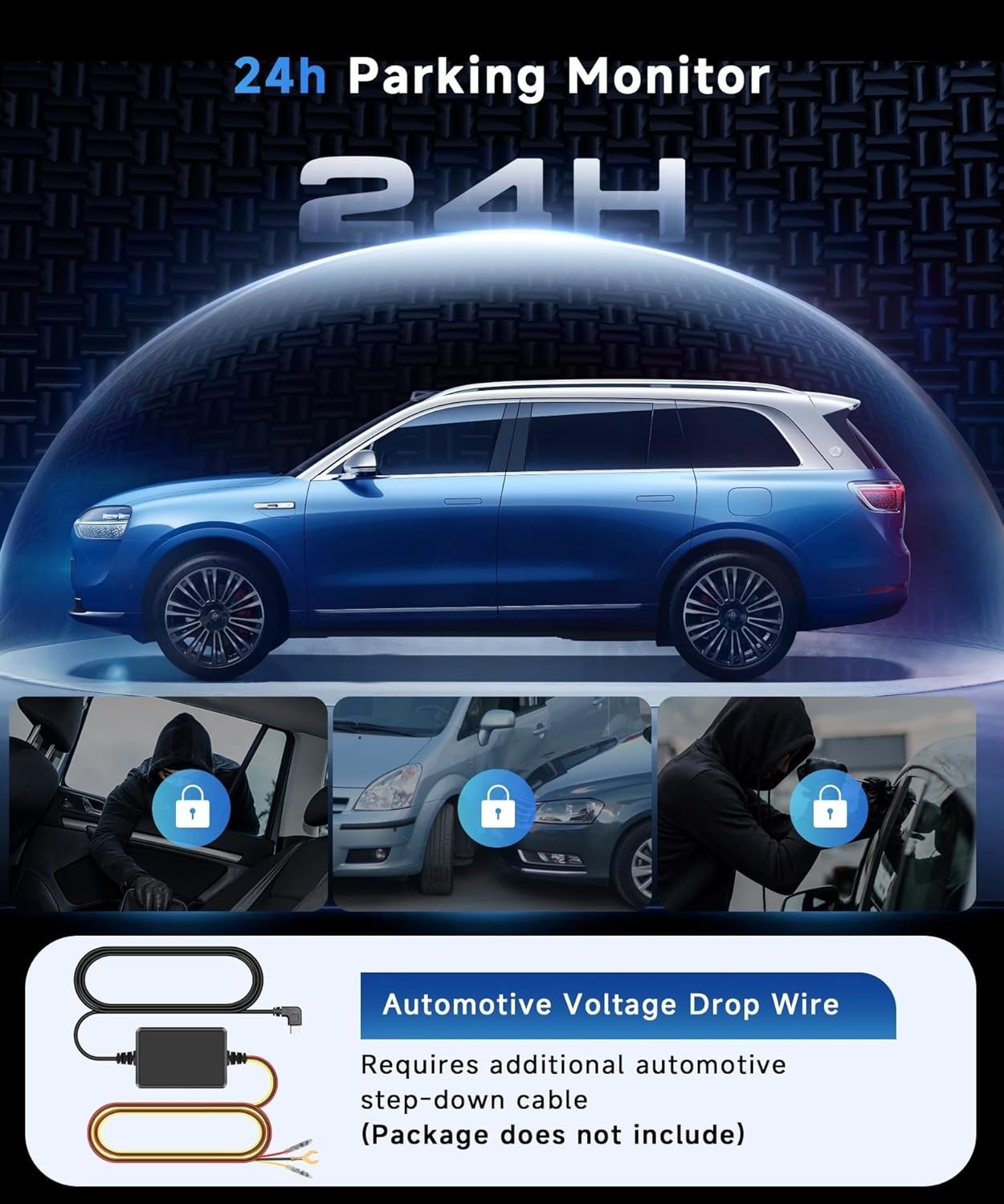 4Channel 360° Dash Cam System with Night Vision & Parking Mode