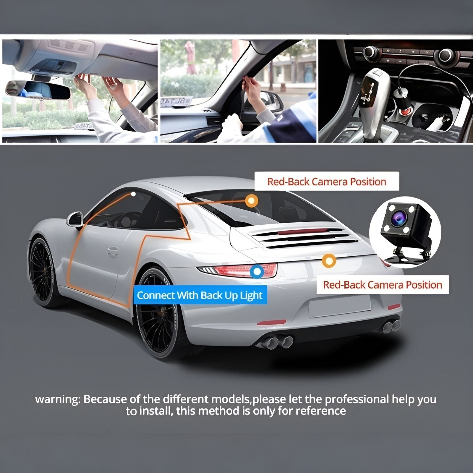 Dash Cam Car HD 1080P Front/Rear/Inside Dual Lens Video Recorder Camera G-Sensor