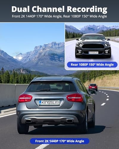 KINGSLIM DASH CAM FRONT REAR 2K+1080P MINI WIFI DASH CAMERA E2PRO – BLACK