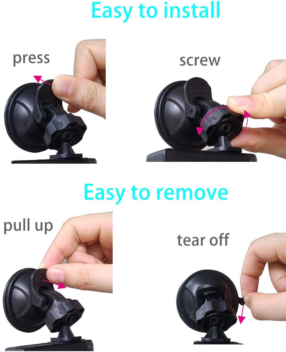 Dash Cam Suction Cup Mount for Oldshark Amuoc Jeemak Chortau Black