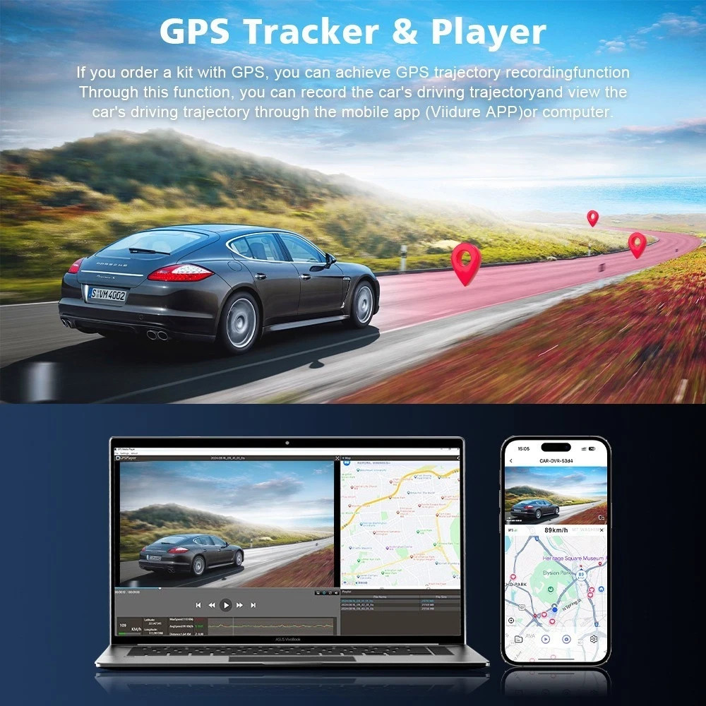 Dash Camera Front and Rear Dual Cameras Support WIFI GPS 24-hour