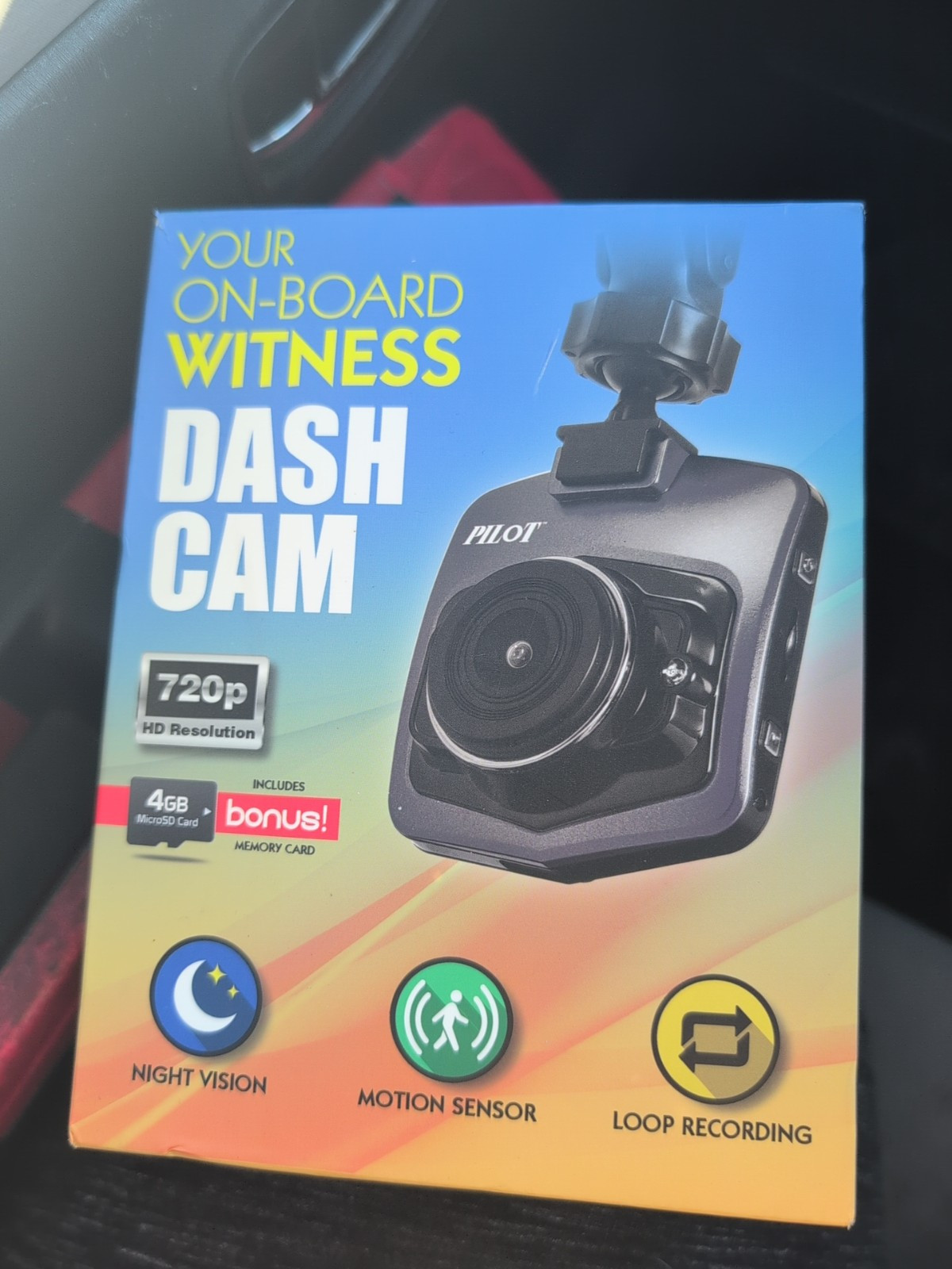 Pilot Dash Cam your on-board witness 720p Full HD Resolution New Open Box!