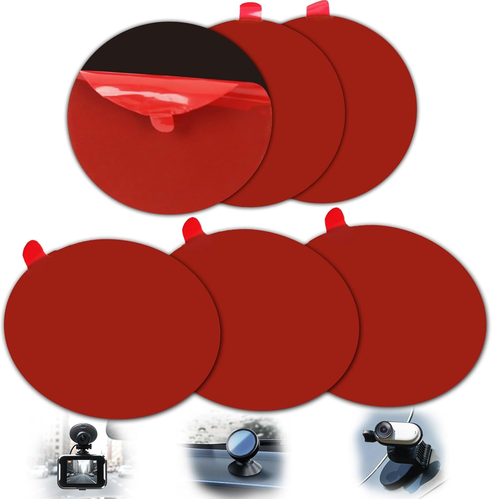 Double Sided Adhesive Pads for Dash Cam 6 Pack 2.83 Inch Heavy Duty Sticky Mount