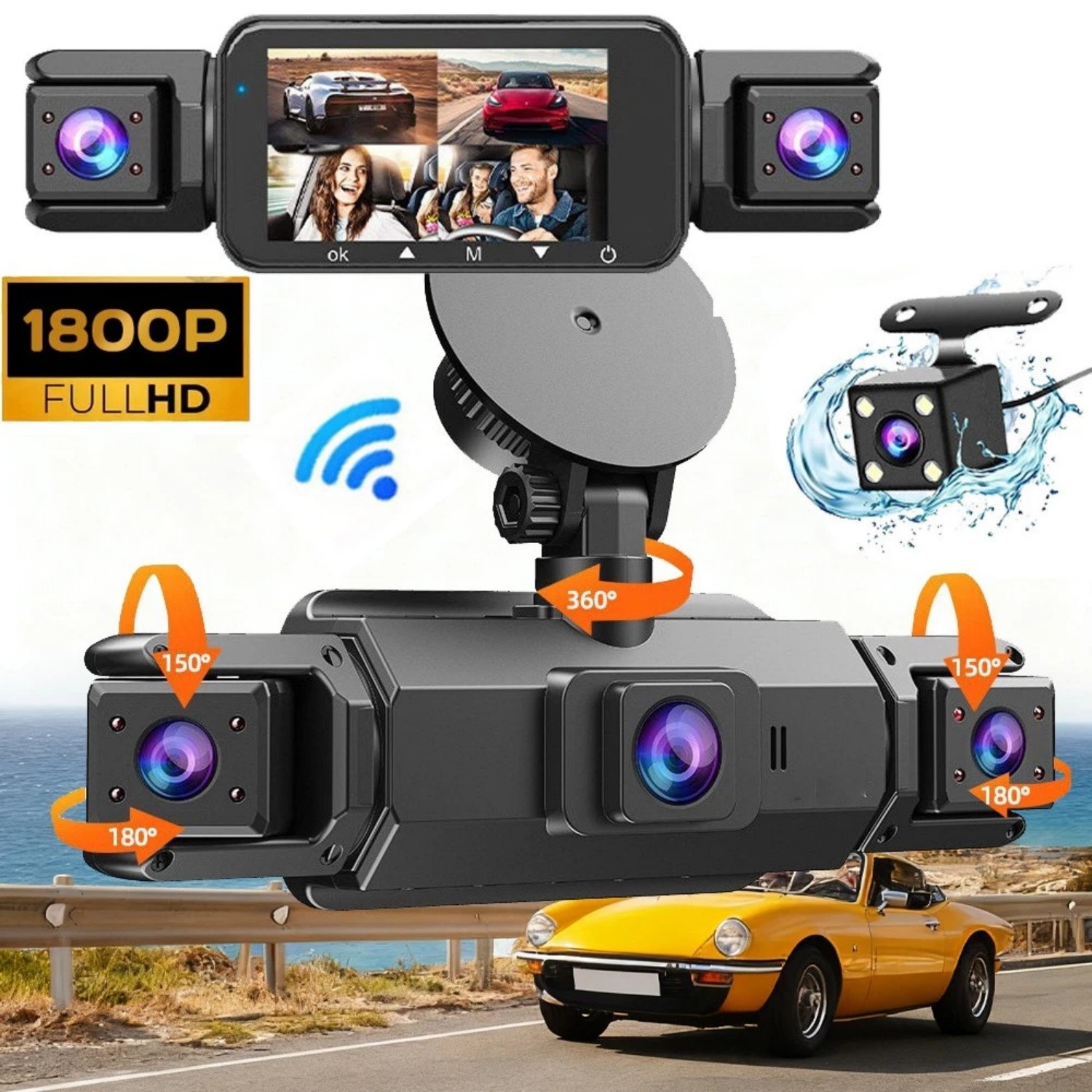 4K HD 4-Channel Dash Cam 1080P Front Rear G-sensor Video Recorder Car DVR Camera