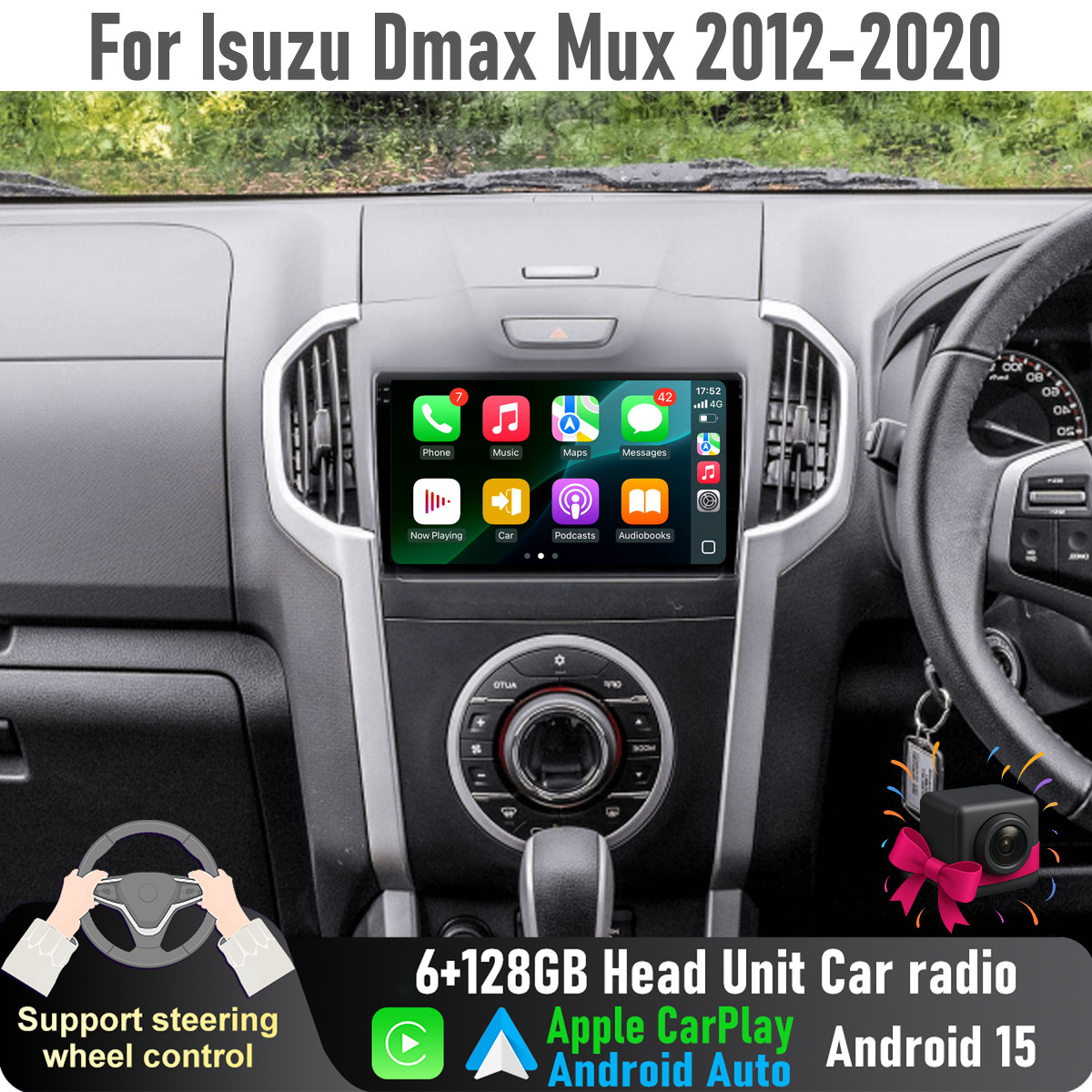 9” Apple CarPlay Auto 6+128GB Head Unit Car radio For Isuzu Dmax Mux 2012-2020