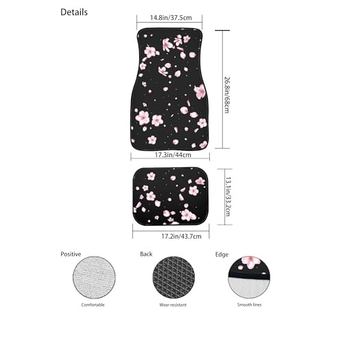 Cherry Blossom Car Floor Mats Carpet Universal Abstract Japanese Pink Black