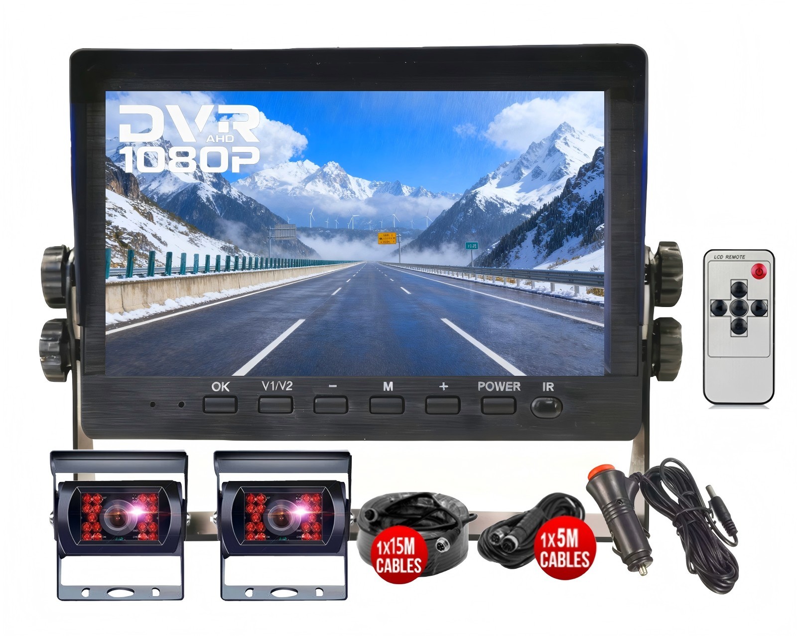 1080P 2x Backup Camera BSD+7” HD Monitor DVR For RV Van Truck Reverse Parking