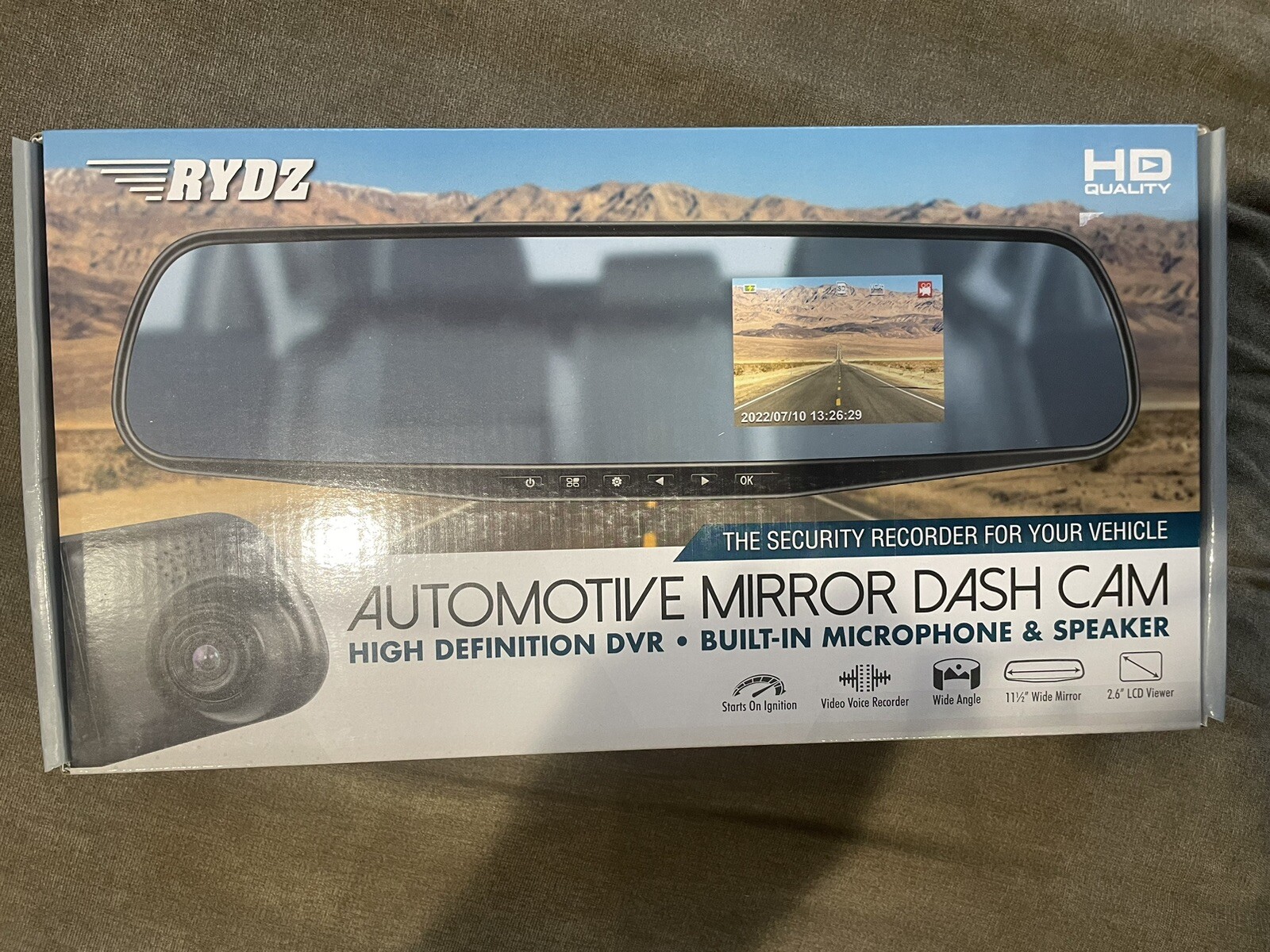Rydz Automotive Hd Rearview Mirror Dash Cam Recorder w/ Rear Camera New