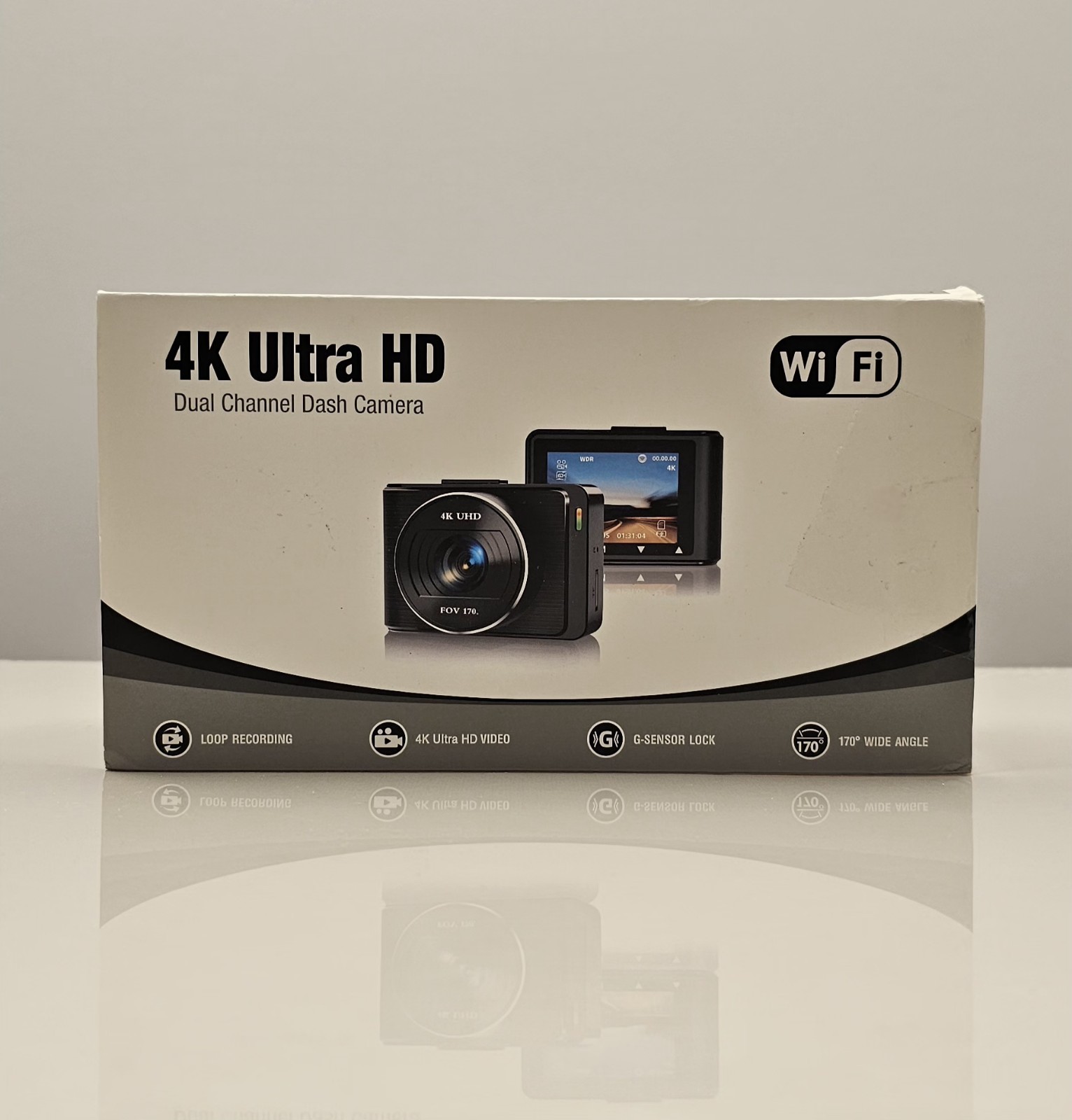 4K Ultra HD Dual Channel Dash Cam 170° Wide Angle Loop Recording G-Sensor Lock