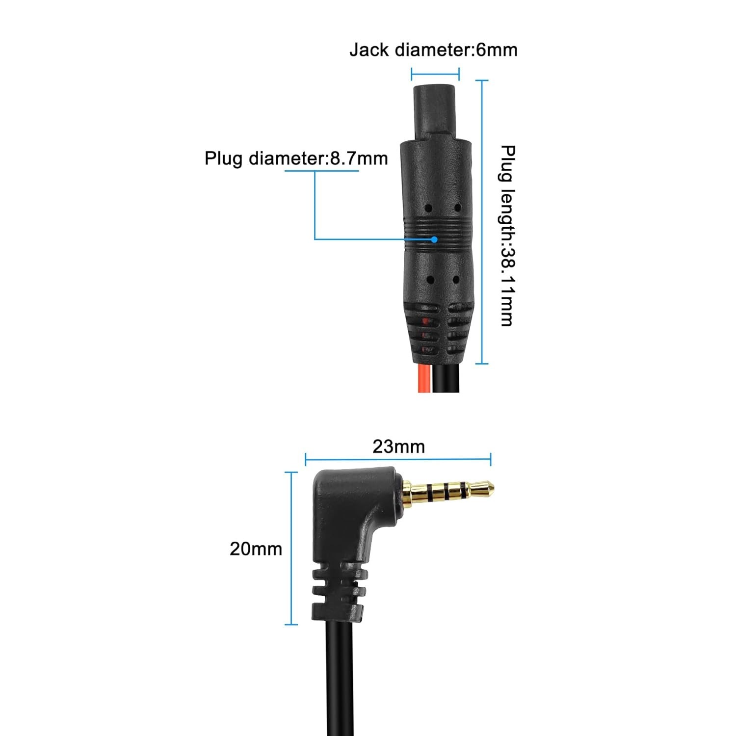 Versatile 4 Pin Male to 2.5mm Male Dash Cam Cable – Waterproof for All Vehicles