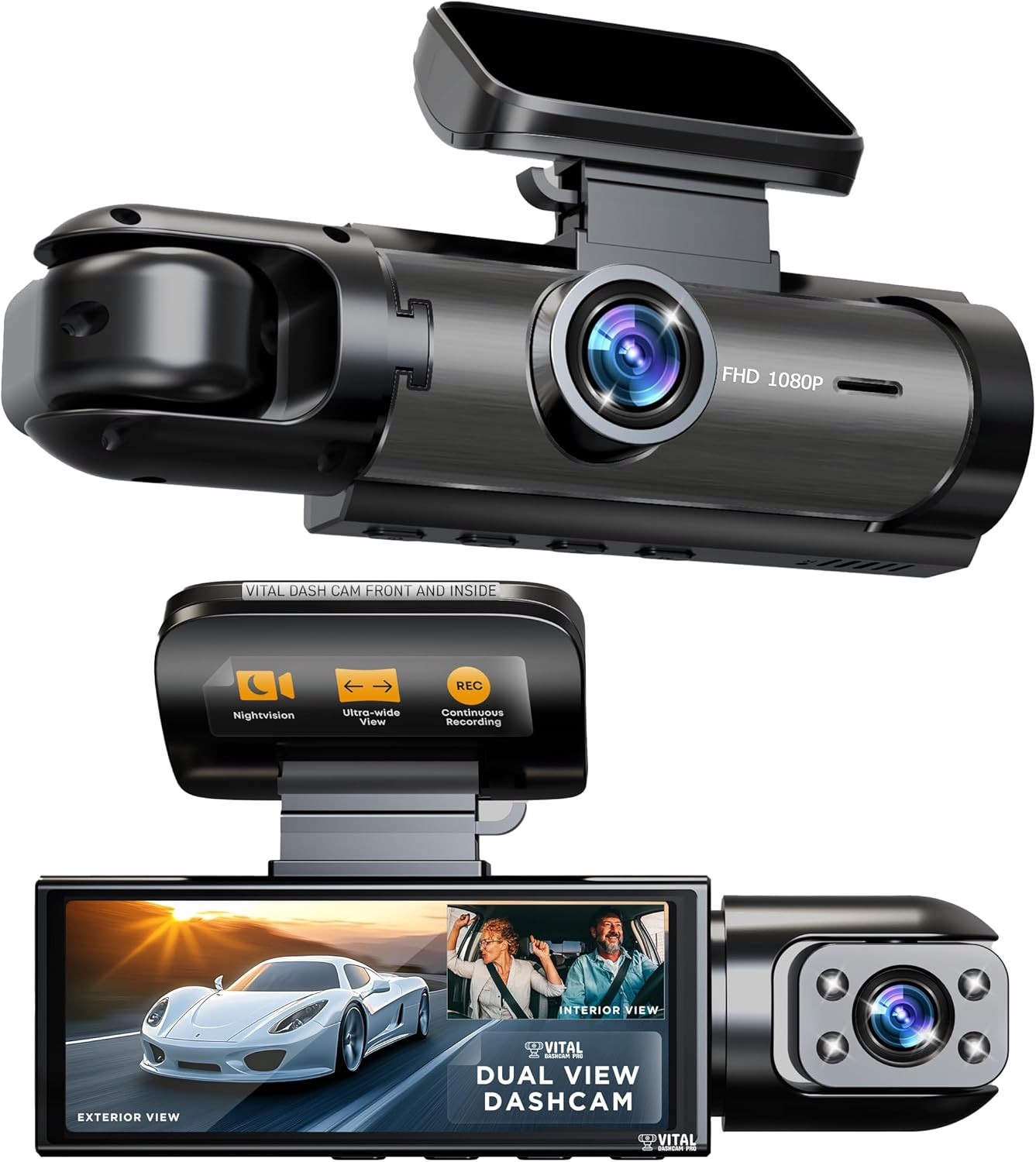 Vital Dash Camera Pro 2026 Dashcam Front and Rear Camera for Cars Dual Car Camer