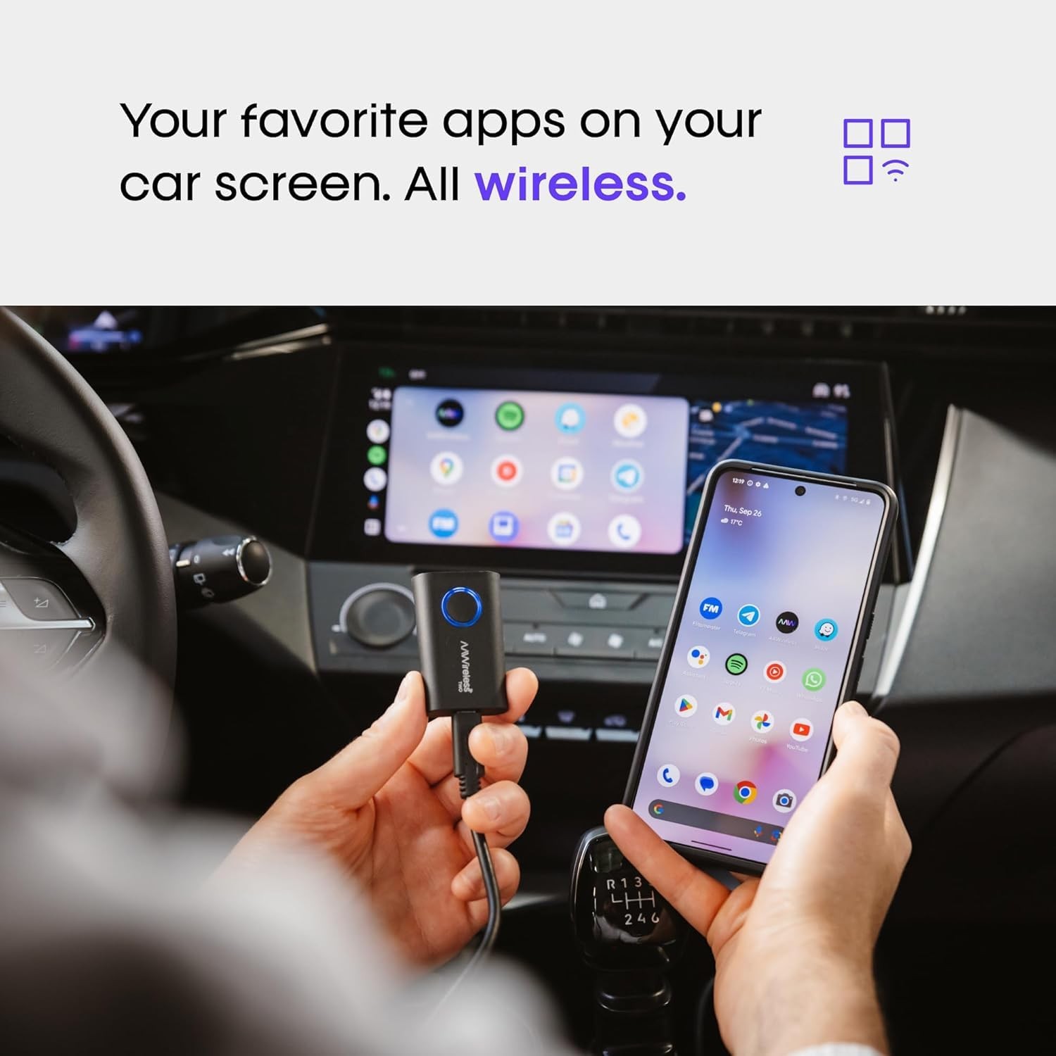AAWireless Two – Wireless Android Auto Adapter – Convert Factory Wired Androi…