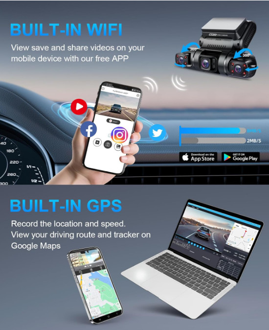 Grabadora de Conducción 4 Canales con Visión Nocturna, WiFi y Parking 24/7