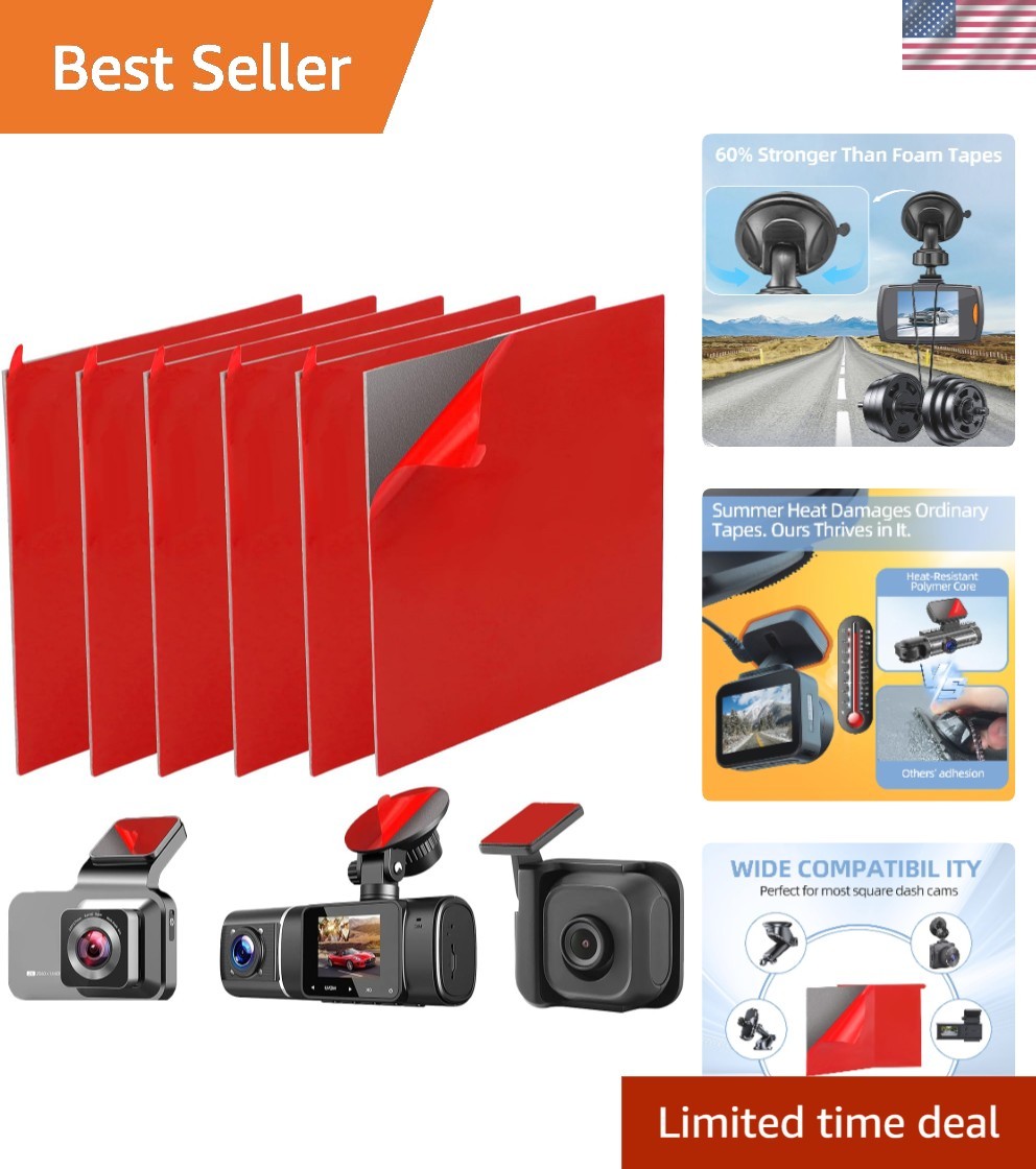6Pcs Ultra Heat Resistant Dash Cam Mounting Tape – Strong Double-Sided Adhesive