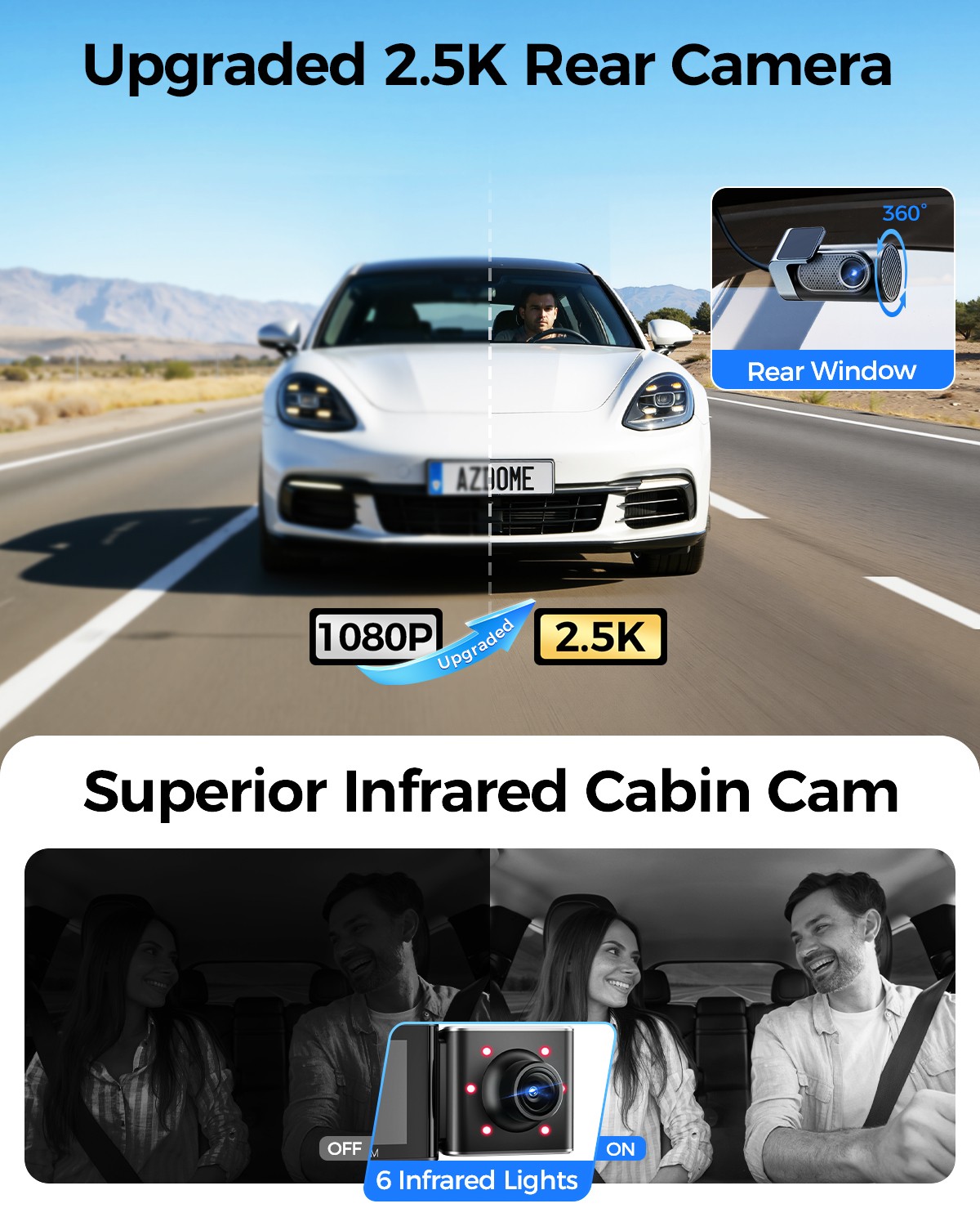 M590 4K 3 Lens Dash Cam WiFi6 GPS Car Recorder Camera Parking Mode Free 64G Card
