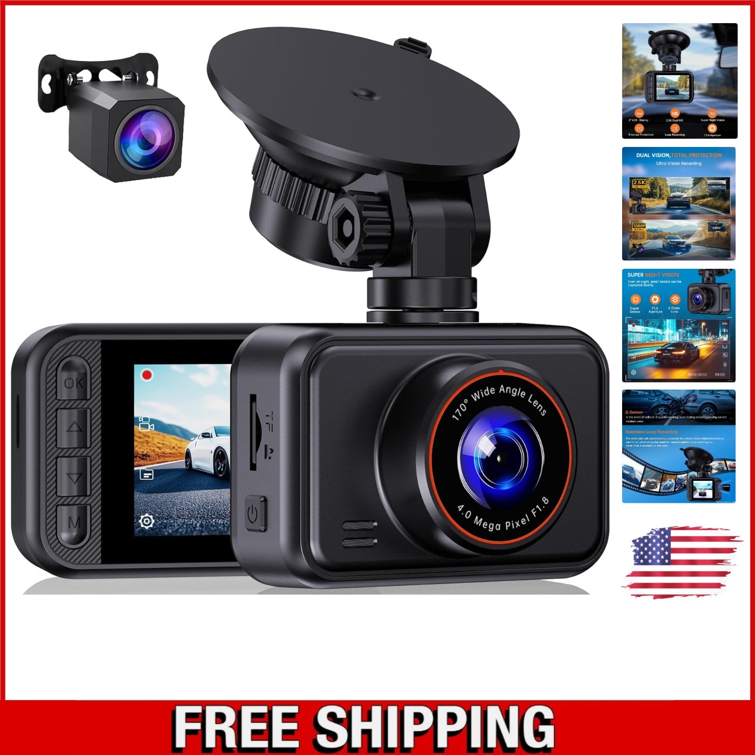 S60 Dashcam with 24-Hour Parking Monitor & G-Sensor for Comprehensive Safety