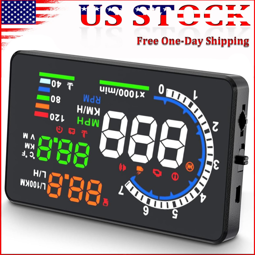 5.5” Heads Up Display for Cars, Digital Speedometer for Car A8 w/ OBD Function