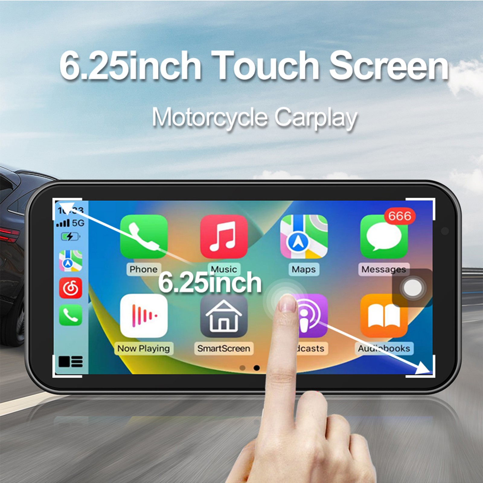 New 6.25″ Motorcycle Navigator Wireless CarPlay Android Auto with HD Camera