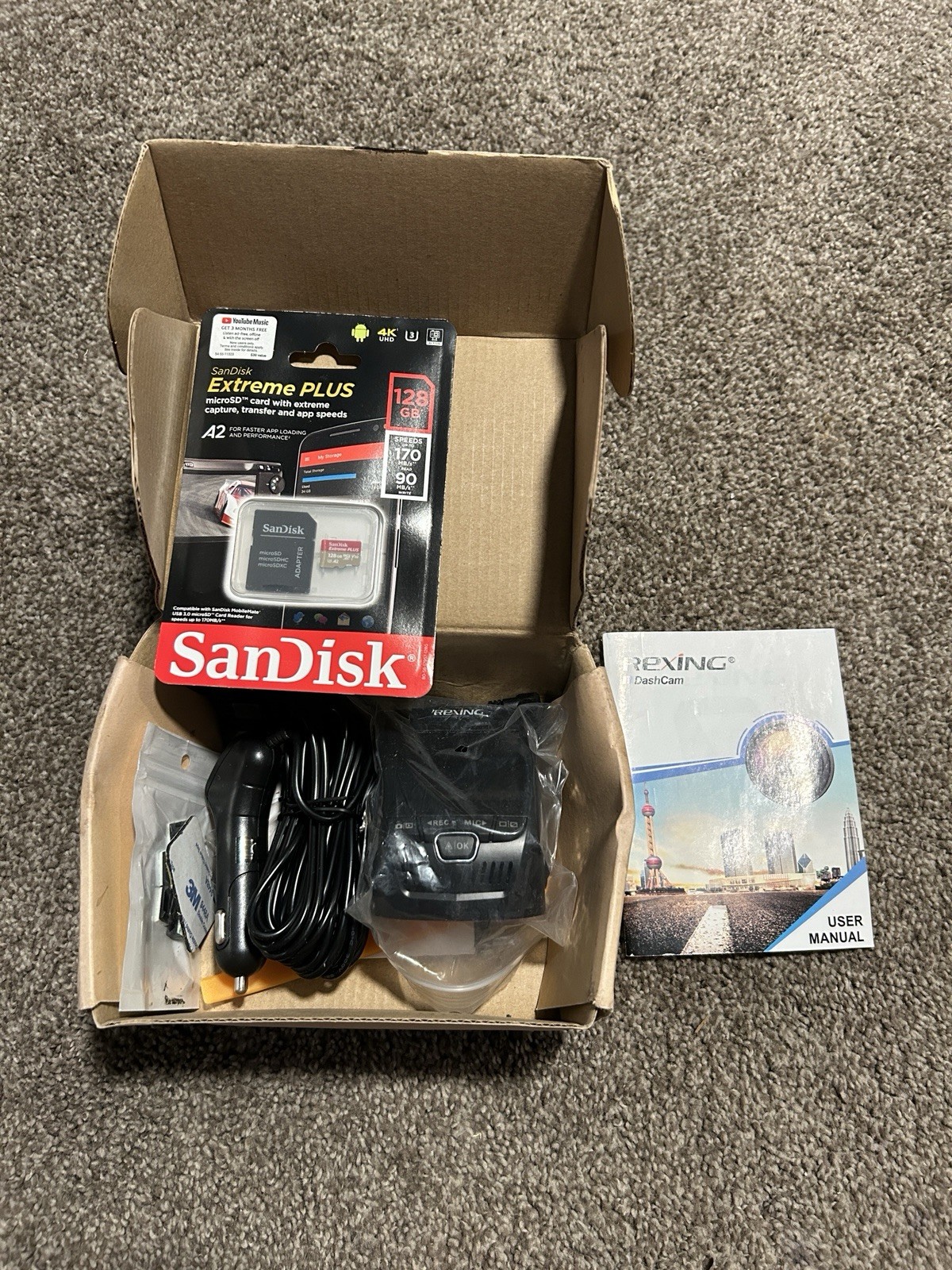 Rexing Dashcam V1 – 2.4″ LCD FHD 1080p 170 Wide Angle Sandisk 128gb Sd Card