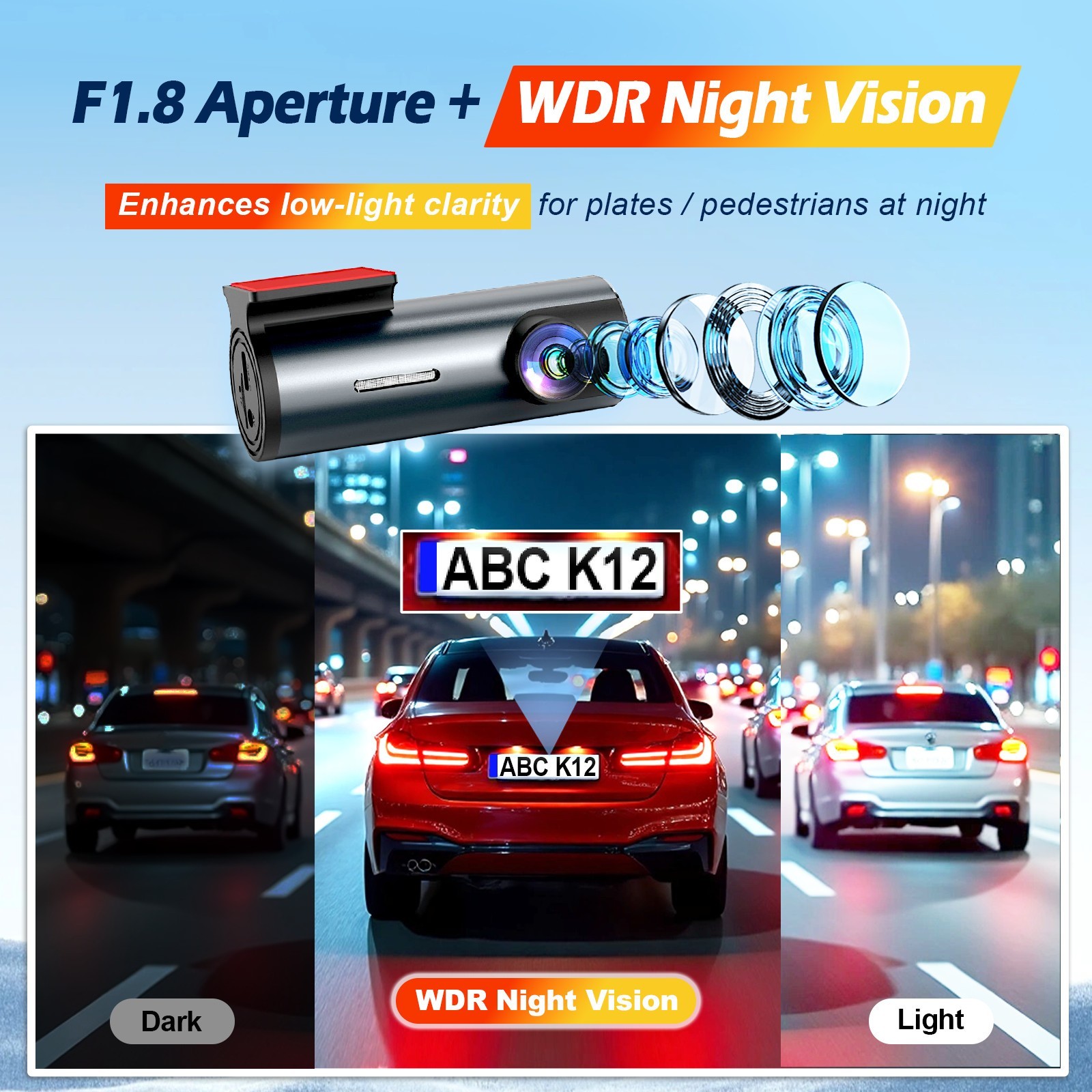 4K Dash Cam Front Dash Camera WIFI GPS 32GB Parking Monitor Car DVR Night Vision