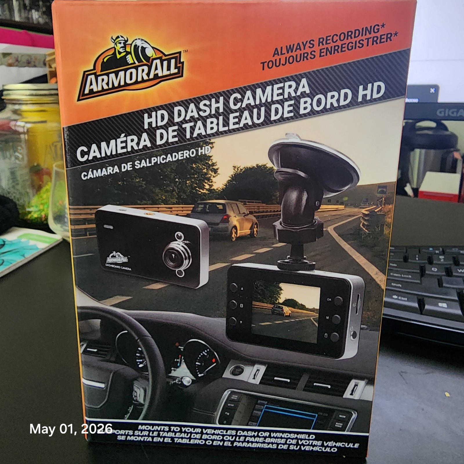 HD Dash Camera for cars by ArmorAll with 90 deg Angle, Motion detect, 2.2″ LCD