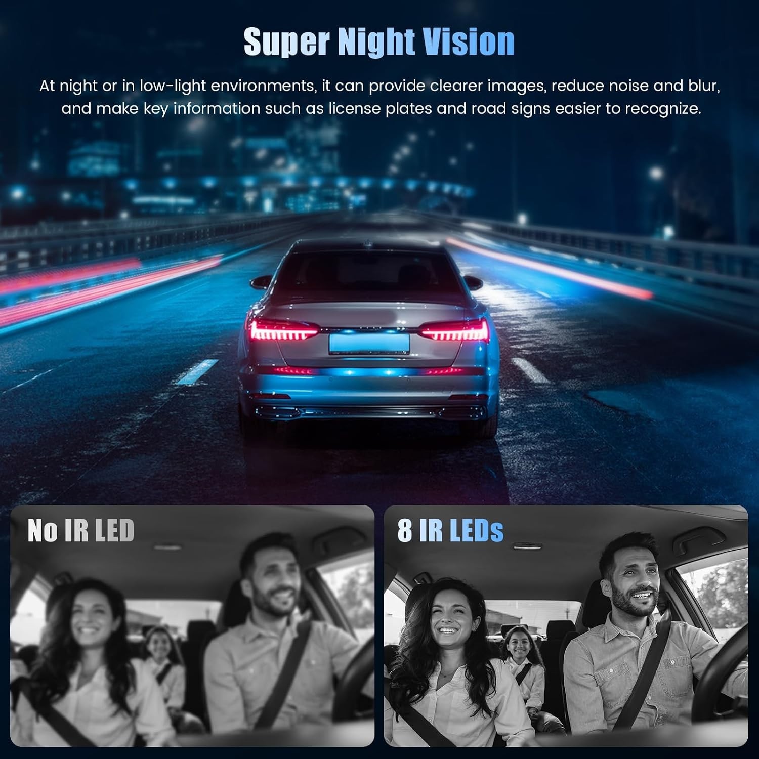 4-Channel 360 Dash Cam Front Rear Inside Side 1080P 480P 3-16 IPS Screen