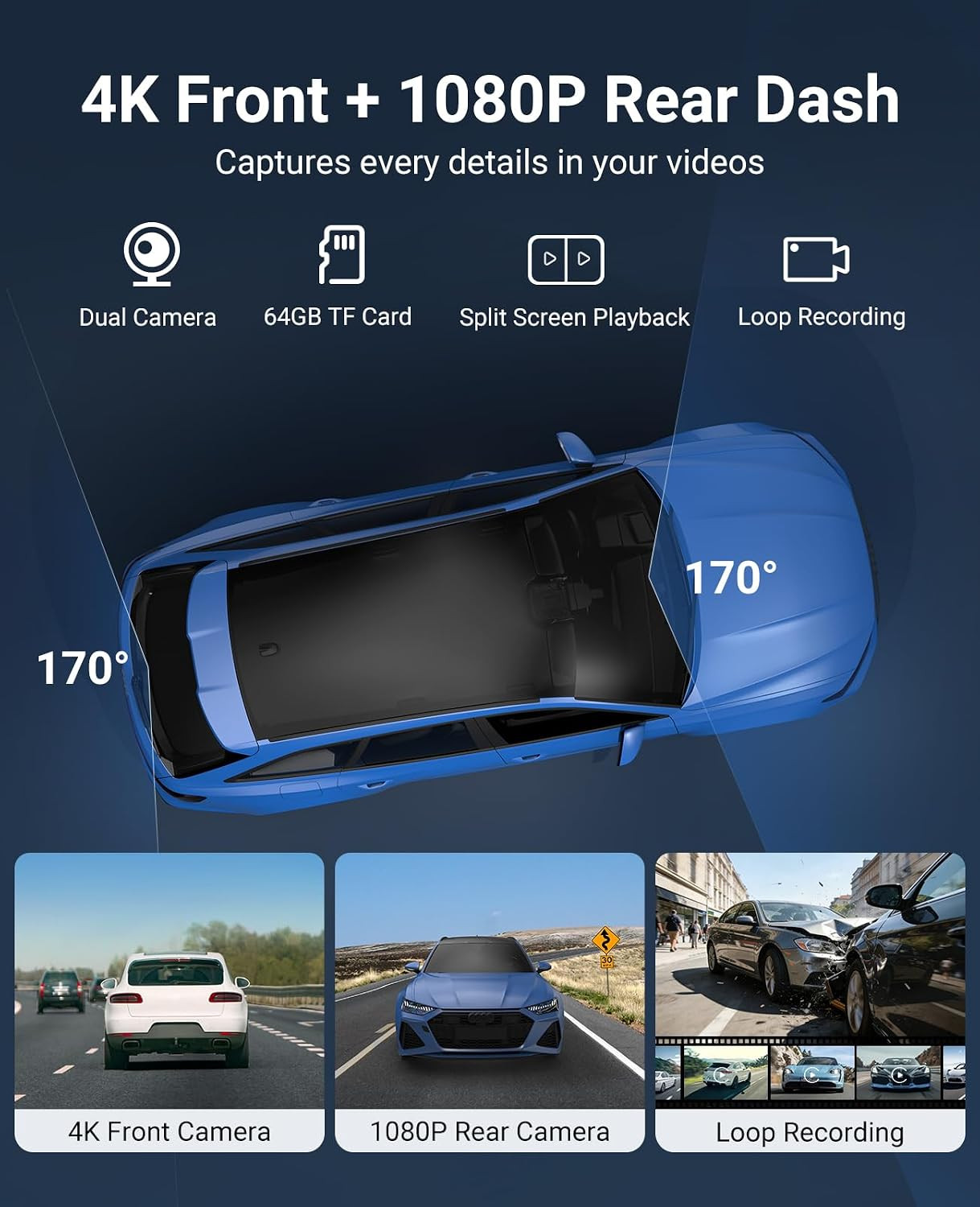Wireless Carplay and Android Auto 10.26-Inch Touchscreen, 4K Dash Camera and 108