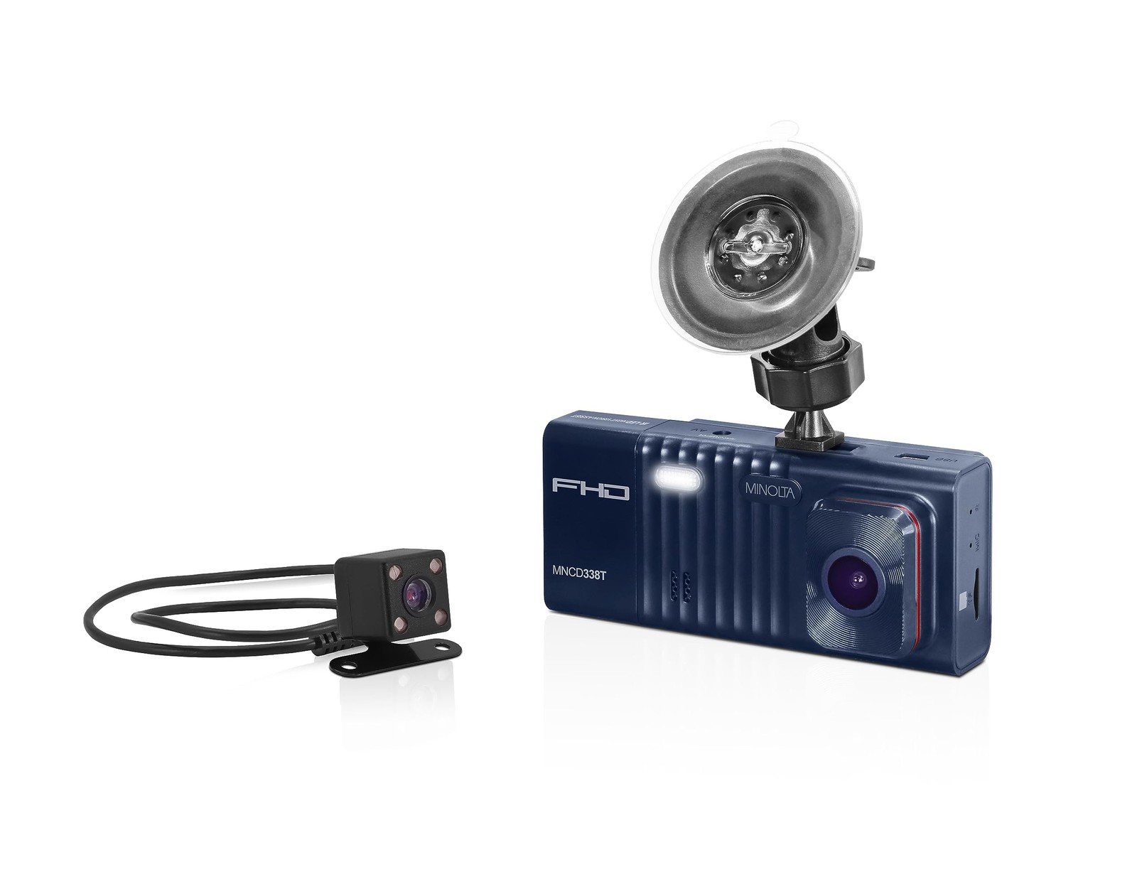 Minolta MNCD338T 3-Channel 1080P Dash Camera w/Rear & Interior Cam (Blue)